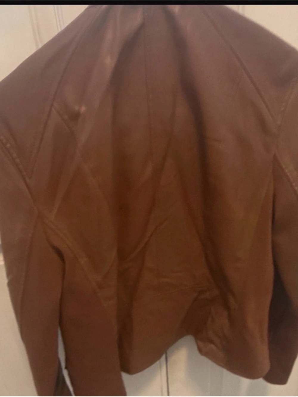 Kenneth Cole Women's Brown Leather Bomber Jacket - Picture 4 of 4
